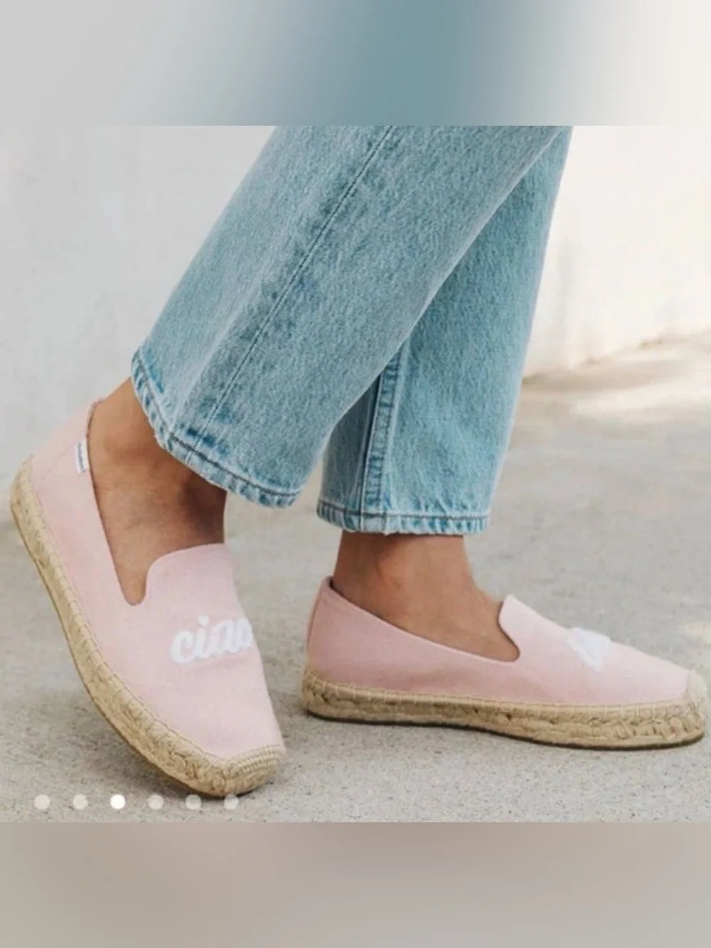 Anthropologie Soludos Ciao Bella Espadrilles Woven Platform Pink White Size 7.5